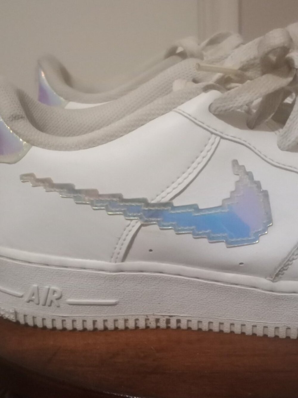 Nike Air Force GS White Leather Digital Swoosh Youth Sneakers CW1577-100 Size 7Y - Picture 4 of 14